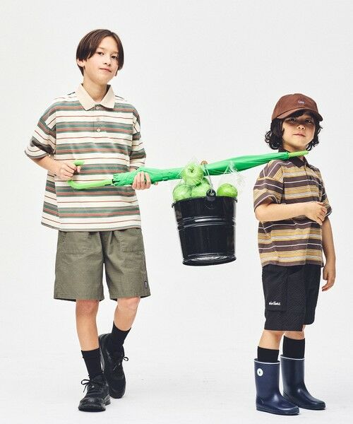 green label relaxing / グリーンレーベル リラクシング カットソー | 【スタメンシリーズ】ボーダー ポロシャツ  / キッズ  100cm-160cm（KELLY）