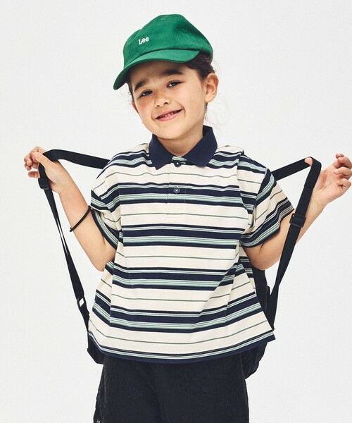 green label relaxing / グリーンレーベル リラクシング カットソー | 【スタメンシリーズ】ボーダー ポロシャツ  / キッズ  100cm-160cm（NAVY）