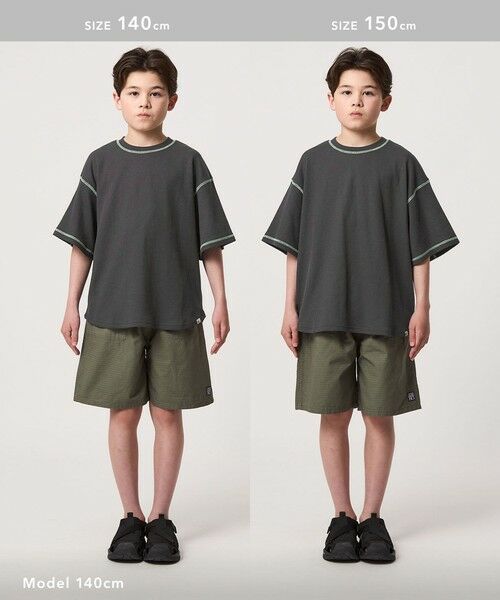 green label relaxing / グリーンレーベル リラクシング カットソー | 【スタメンシリーズ】ドライワッフル 配色ステッチ Tシャツ / キッズ 100cm-160cm | 詳細3