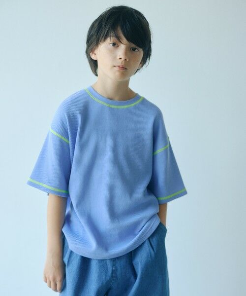 green label relaxing / グリーンレーベル リラクシング カットソー | 【スタメンシリーズ】ドライワッフル 配色ステッチ Tシャツ / キッズ 100cm-160cm | 詳細17
