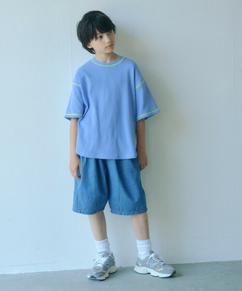green label relaxing / グリーンレーベル リラクシング カットソー | 【スタメンシリーズ】ドライワッフル 配色ステッチ Tシャツ / キッズ 100cm-160cm | 詳細18