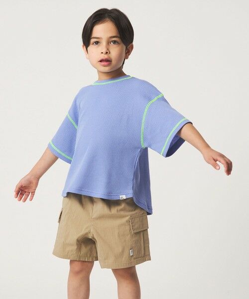 green label relaxing / グリーンレーベル リラクシング カットソー | 【スタメンシリーズ】ドライワッフル 配色ステッチ Tシャツ / キッズ 100cm-160cm | 詳細19