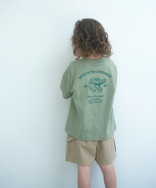 green label relaxing / グリーンレーベル リラクシング カットソー | 【WEB限定】アニマルプリント Tシャツ/ キッズ 100cm-160cm（OLIVE）