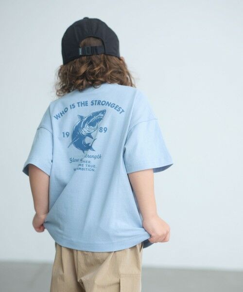 green label relaxing / グリーンレーベル リラクシング カットソー | 【WEB限定】アニマルプリント Tシャツ/ キッズ 100cm-160cm（LT.BLUE）