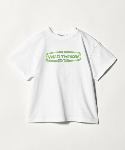 green label relaxing / グリーンレーベル リラクシング カットソー | 【別注】＜WILD THINGS＞ ロゴ ショートスリーブ Tシャツ / キッズ 110cm-130cm（WHITE）