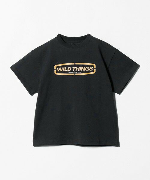 green label relaxing / グリーンレーベル リラクシング カットソー | 【別注】＜WILD THINGS＞ ロゴ ショートスリーブ Tシャツ / キッズ 110cm-130cm（BLACK）