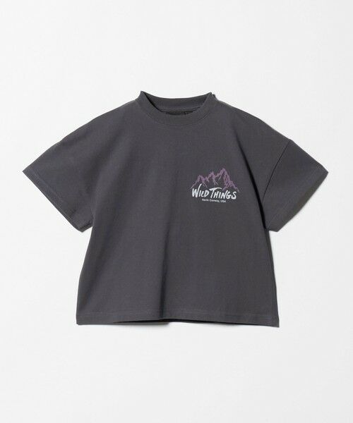 green label relaxing / グリーンレーベル リラクシング カットソー | 【別注】＜WILD THINGS＞ マウンテン ショートスリーブ Tシャツ / キッズ 110cm-130cm（DK.GRAY）
