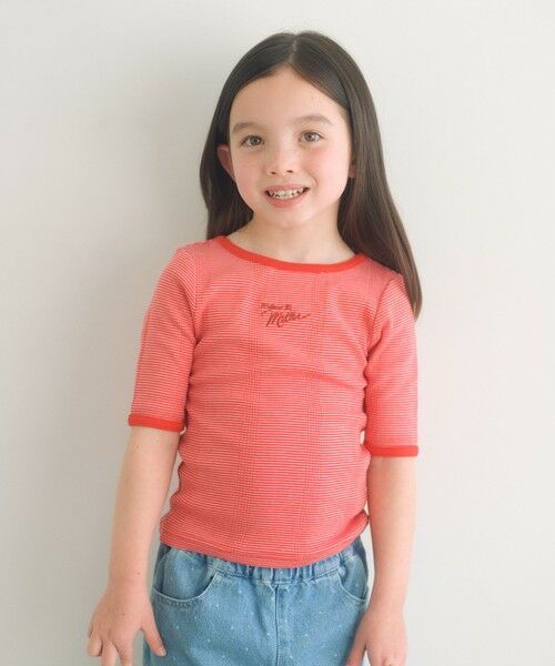 green label relaxing / グリーンレーベル リラクシング カットソー | 【別注】＜Robert P. Miller＞5分袖 Tシャツ / キッズ  100cm-130cm（RED）