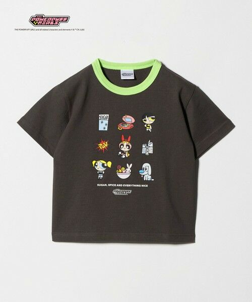 green label relaxing / グリーンレーベル リラクシング カットソー | 【別注】＜The Powerpuff Girls＞ リンガー Tシャツ / キッズ 100cmー130cm（DK.GRAY）