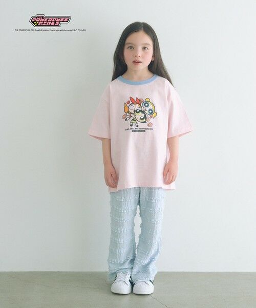 green label relaxing / グリーンレーベル リラクシング カットソー | 【別注】＜The Powerpuff Girls＞ リンガー Tシャツ / キッズ 100cmー130cm（LT.PINK）