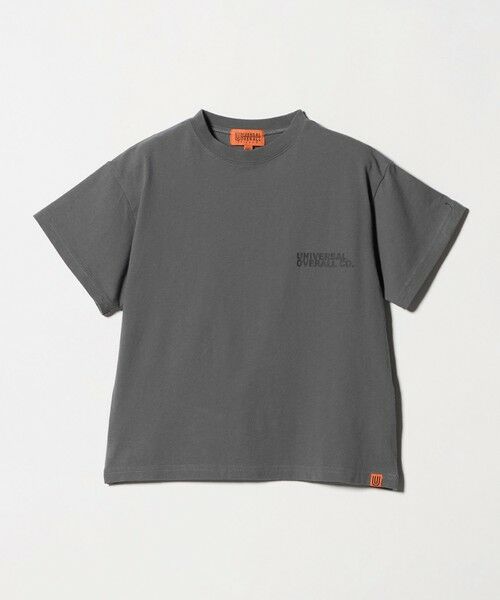 green label relaxing / グリーンレーベル リラクシング カットソー | 【別注】＜UNIVERSAL OVERALL＞ロゴ Tシャツ / キッズ  100cm-130cm（MD.GRAY）