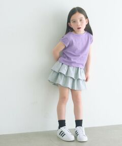 green label relaxing / グリーンレーベル リラクシング ショート・ハーフ・半端丈パンツ | ミニ裏毛 フリル キュロット（グレー）100cm-130cm