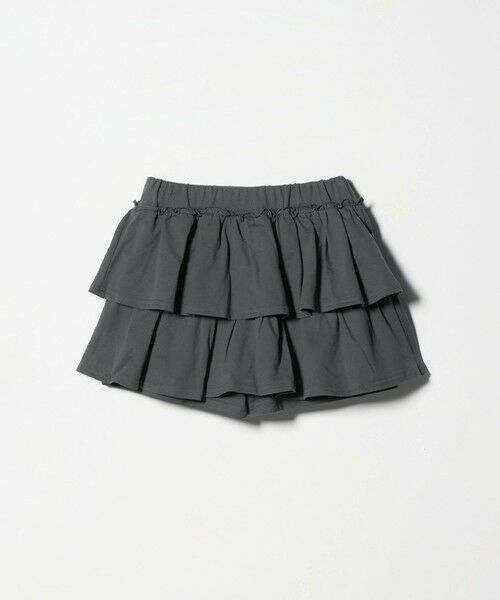 green label relaxing / グリーンレーベル リラクシング ショート・ハーフ・半端丈パンツ | ミニ裏毛 フリル キュロット（ダークグレー）100cm-130cm | 詳細1