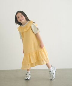 green label relaxing / グリーンレーベル リラクシング ロング・マキシ丈ワンピース | ドットフリルワンピース / キッズ 100cm-130cm
