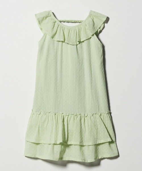 green label relaxing / グリーンレーベル リラクシング ロング・マキシ丈ワンピース | ドットフリルワンピース / キッズ 100cm-130cm（LIME）