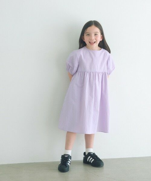 green label relaxing / グリーンレーベル リラクシング ロング・マキシ丈ワンピース | バックリボン タッサー ワンピース / キッズ 100cm-130cm（LILAC）