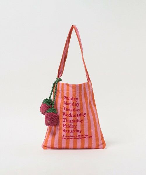 green label relaxing / グリーンレーベル リラクシング トートバッグ | 【別注】＜beej＞チャーム付き ストライプ トートバッグ / キッズ（PINK）