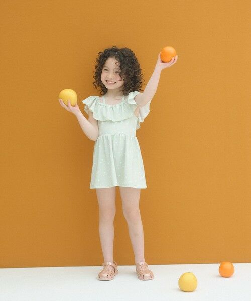 green label relaxing / グリーンレーベル リラクシング 水着・スイムグッズ | ラッフルスイムワンピース マルチモチーフ / 水着 / キッズ 100cm-130cm(LIME)