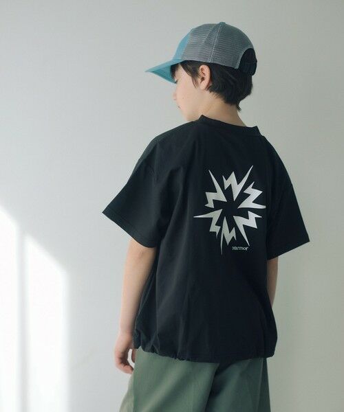 green label relaxing / グリーンレーベル リラクシング カットソー | 【別注】＜Marmot＞ラッシュ Tシャツ/ キッズ 140cm-150cm（BLACK）