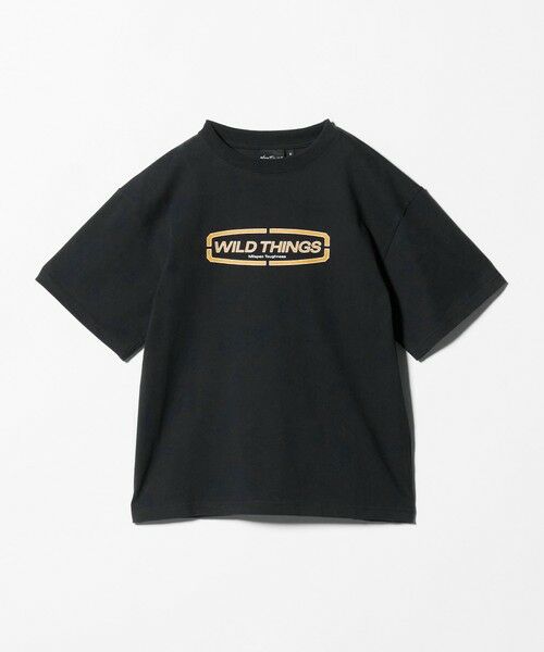 green label relaxing / グリーンレーベル リラクシング カットソー | 【別注】＜WILD THINGS＞ ロゴ ショートスリーブ Tシャツ / キッズ 140cm-160cm（BLACK）
