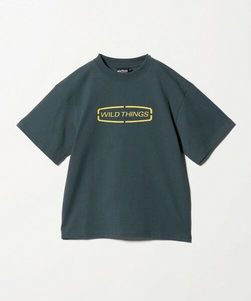 green label relaxing / グリーンレーベル リラクシング カットソー | 【別注】＜WILD THINGS＞ ロゴ ショートスリーブ Tシャツ / キッズ 140cm-160cm（NAVY）