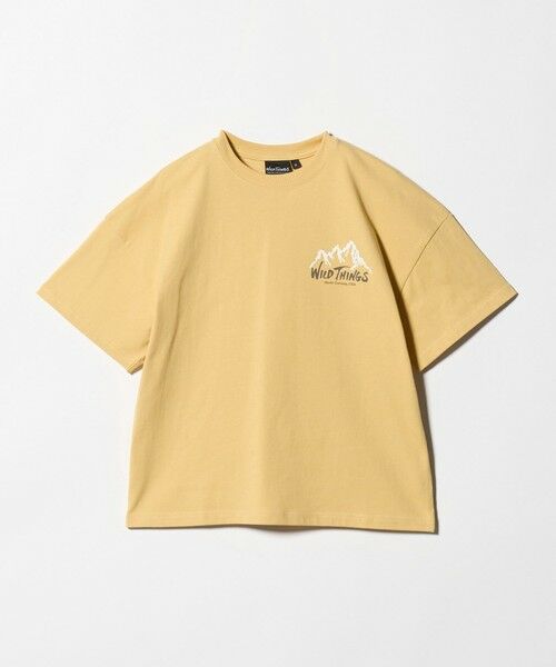 green label relaxing / グリーンレーベル リラクシング カットソー | 【別注】＜WILD THINGS＞ マウンテン ショートスリーブ Tシャツ / キッズ 140cm-160cm（YELLOW）