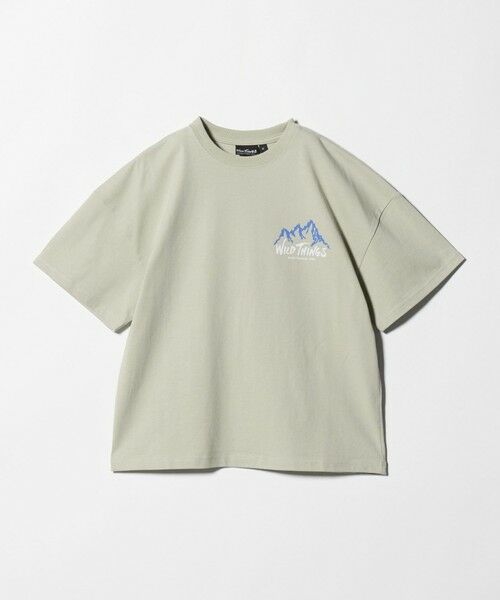 green label relaxing / グリーンレーベル リラクシング カットソー | 【別注】＜WILD THINGS＞ マウンテン ショートスリーブ Tシャツ / キッズ 140cm-160cm（OLIVE）