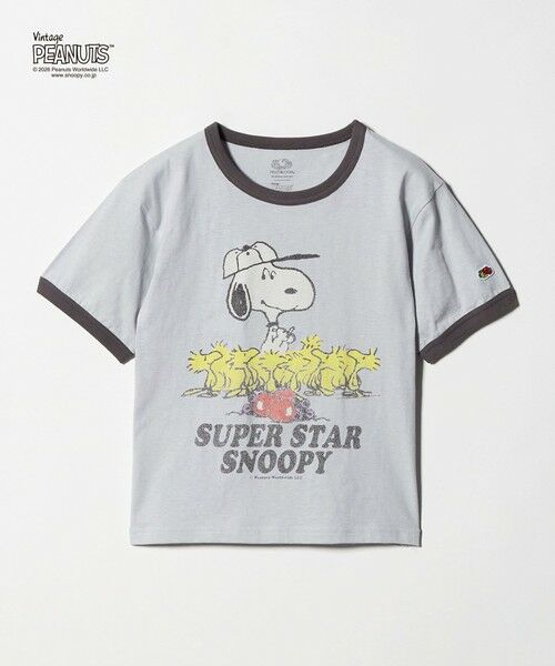 green label relaxing / グリーンレーベル リラクシング カットソー | 【別注】＜FRUIT OF THE LOOM × PEANUTS＞リンガーTシャツ / キッズ  140cm-150cm（LT.GRAY）