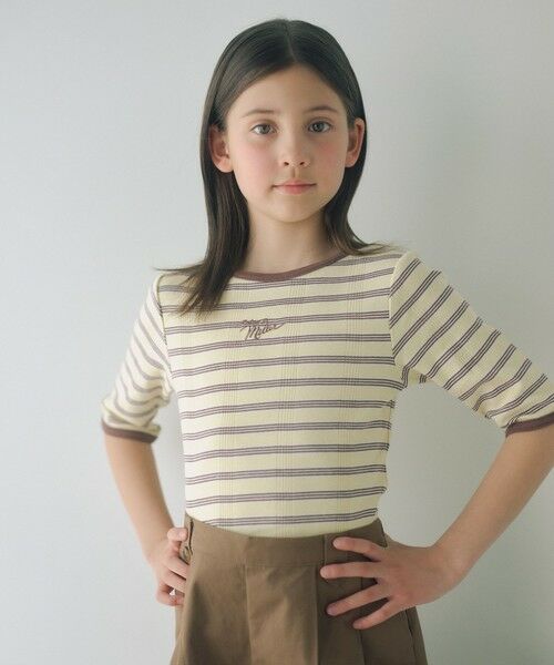 green label relaxing / グリーンレーベル リラクシング カットソー | 【別注】＜Robert P. Miller＞5分袖 Tシャツ / キッズ  140cm-150cm（YELLOW）