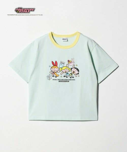 green label relaxing / グリーンレーベル リラクシング カットソー | 【別注】＜The Powerpuff Girls＞ リンガー Tシャツ / キッズ 140cmー150cm（LT.BLUE）