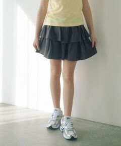 green label relaxing / グリーンレーベル リラクシング ショート・ハーフ・半端丈パンツ | ミニ裏毛 フリル キュロット（ダークグレー）140cm-160cm