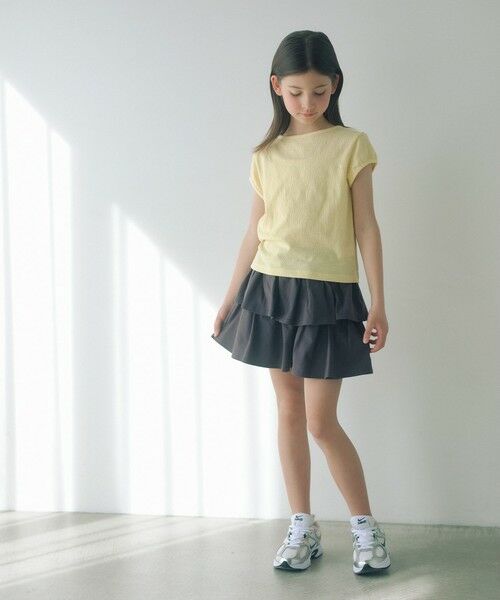 green label relaxing / グリーンレーベル リラクシング ショート・ハーフ・半端丈パンツ | ミニ裏毛 フリル キュロット（ダークグレー）140cm-160cm | 詳細1