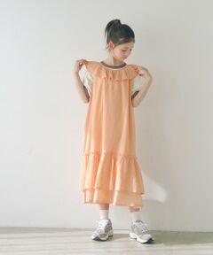 green label relaxing / グリーンレーベル リラクシング ロング・マキシ丈ワンピース | ドットフリルワンピース / キッズ 140cm-160cm