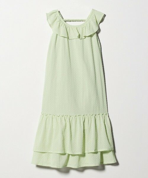 green label relaxing / グリーンレーベル リラクシング ロング・マキシ丈ワンピース | ドットフリルワンピース / キッズ 140cm-160cm（LIME）