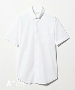 green label relaxing / グリーンレーベル リラクシング シャツ・ブラウス | A+ COOL Pトリコット シャドーストライプ スタンダード ボタンダウン 半袖 ドレスシャツ -ストレッチ・イージーアイロン・接触冷感・吸水速乾-
