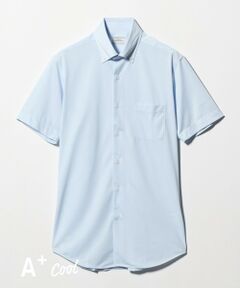 green label relaxing / グリーンレーベル リラクシング シャツ・ブラウス | A+ COOL Pトリコット シャドーストライプ スタンダード ボタンダウン 半袖 ドレスシャツ -ストレッチ・イージーアイロン・接触冷感・吸水速乾-