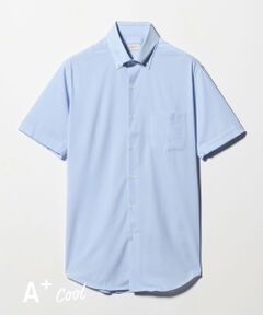 green label relaxing / グリーンレーベル リラクシング シャツ・ブラウス | A+ COOL Pトリコット ナローストライプ スタンダード ボタンダウン 半袖 ドレスシャツ -ストレッチ・イージーアイロン・接触冷感・吸水速乾-
