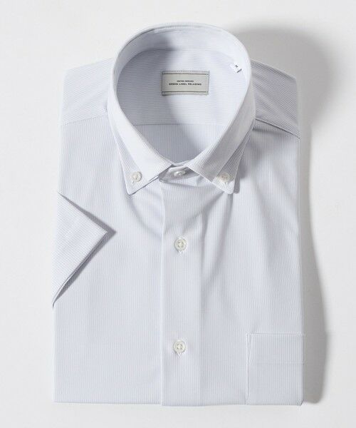 green label relaxing / グリーンレーベル リラクシング シャツ・ブラウス | A+ COOL Pトリコット ナローストライプ スタンダード ボタンダウン 半袖 ドレスシャツ -ストレッチ・イージーアイロン・接触冷感・吸水速乾- | 詳細1