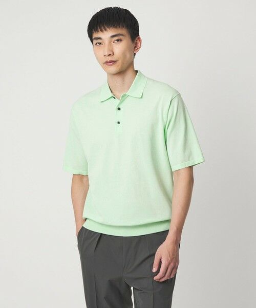 green label relaxing / グリーンレーベル リラクシング ポロシャツ | A+ プレーン 18G 半袖ニット ポロシャツ -ウォッシャブル-（LIME）