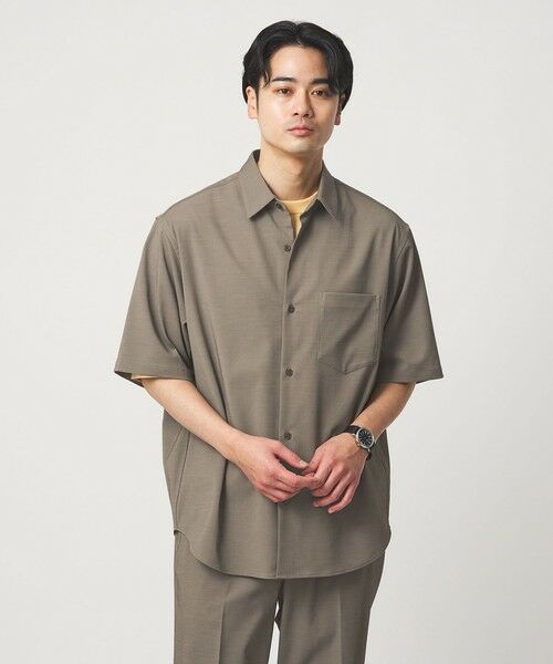 green label relaxing / グリーンレーベル リラクシング シャツ・ブラウス | ポリエステル ドビー ジャストルーズ 半袖 シャツ -接触冷感・吸水速乾・ストレッチ-（MOCA）