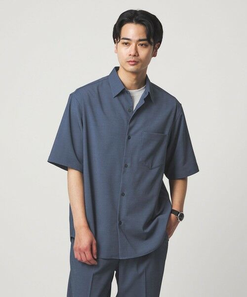 green label relaxing / グリーンレーベル リラクシング シャツ・ブラウス | ポリエステル ドビー ジャストルーズ 半袖 シャツ -接触冷感・吸水速乾・ストレッチ-（ROYAL）