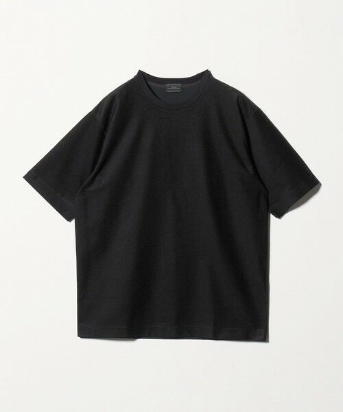 green label relaxing / グリーンレーベル リラクシング Tシャツ | ポリエステル ウール ツイル インレー 半袖 Tシャツ カットソー（BLACK）