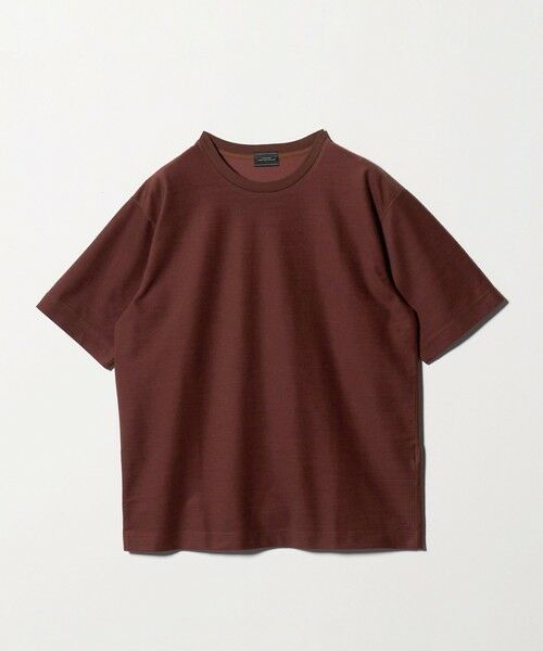 green label relaxing / グリーンレーベル リラクシング Tシャツ | ポリエステル ウール ツイル インレー 半袖 Tシャツ カットソー（MD.BROWN）