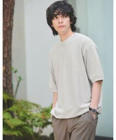 green label relaxing / グリーンレーベル リラクシング Tシャツ | ガーター ドローコード 半袖 クルーネック ニット -ウォッシャブル・UVカット・遮熱-