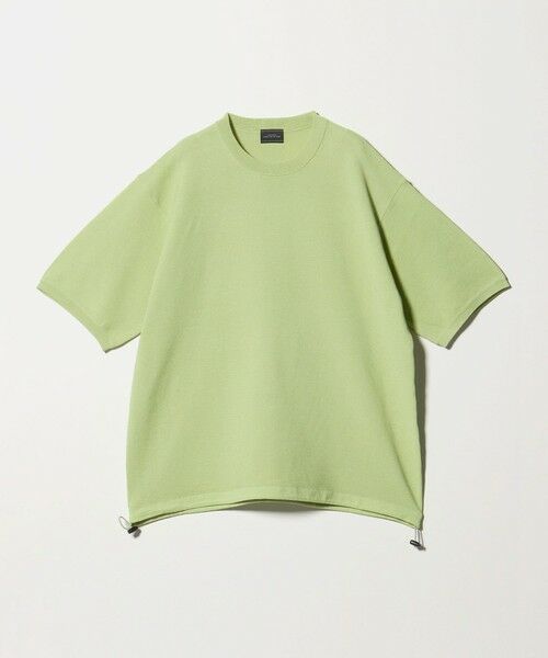 green label relaxing / グリーンレーベル リラクシング Tシャツ | ガーター ドローコード 半袖 クルーネック ニット -ウォッシャブル・UVカット・遮熱-（LIME）