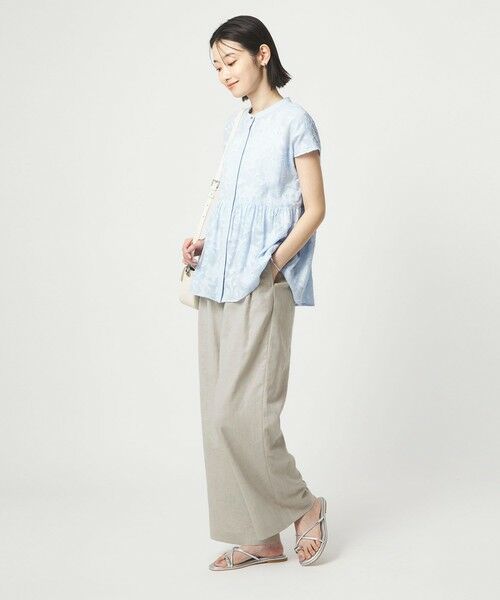 green label relaxing / グリーンレーベル リラクシング スラックス・ドレスパンツ | ［size SHORT/TALLあり］ライト リネンライク タック ワイドパンツ UVカット 通気性 | 詳細4