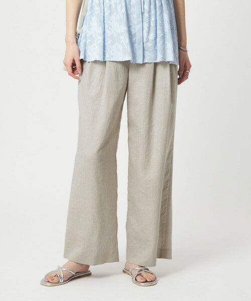 green label relaxing / グリーンレーベル リラクシング スラックス・ドレスパンツ | ［size SHORT/TALLあり］ライト リネンライク タック ワイドパンツ UVカット 通気性 | 詳細1
