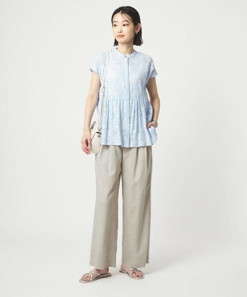 green label relaxing / グリーンレーベル リラクシング スラックス・ドレスパンツ | ［size SHORT/TALLあり］ライト リネンライク タック ワイドパンツ UVカット 通気性 | 詳細2