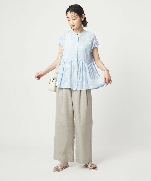 green label relaxing / グリーンレーベル リラクシング スラックス・ドレスパンツ | ［size SHORT/TALLあり］ライト リネンライク タック ワイドパンツ UVカット 通気性 | 詳細3