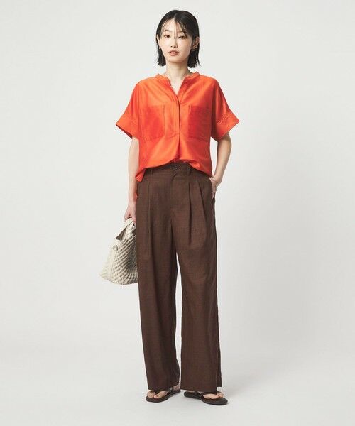 green label relaxing / グリーンレーベル リラクシング スラックス・ドレスパンツ | ［size SHORT/TALLあり］ライト リネンライク タック ワイドパンツ UVカット 通気性 | 詳細11